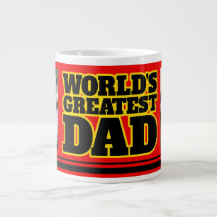 World's Greatest Dad add 2 photos red black jumbo Large Coffee Mug