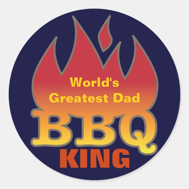 World's Greatest Dad BBQ KING Classic Round Sticker (Front)