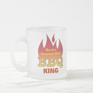 World's Greatest Dad BBQ KING Frosted Glass Coffee Mug