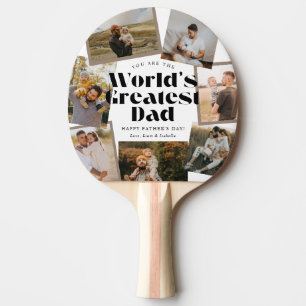 World's Greatest Dad Bold Retro 7 Photo Collage Ping Pong Paddle