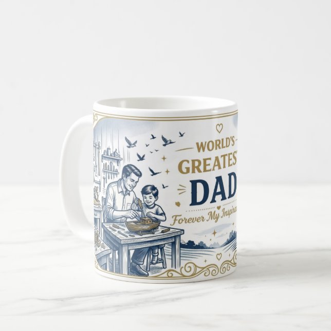 World's Greatest Dad Ceramic Coffee Mug (Front Left)