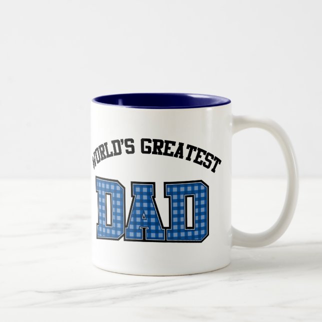 Worlds Greatest Dad Coffee Mug Plaid (Right)