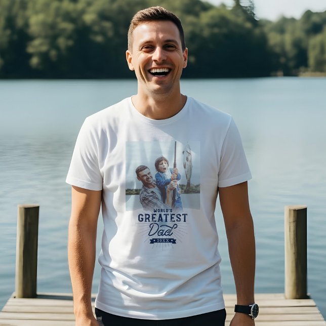 World's Greatest Dad Custom Photo Father's Day Tri-Blend Shirt (World's Greatest Dad Custom Photo Father's Day Tri-Blend Shirt)