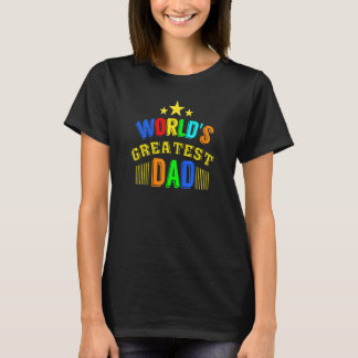 Worlds Greatest Dad  Cute Rainbow Fathers Day T-Shirt