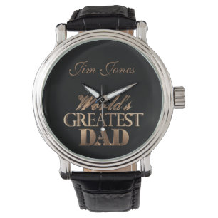 World's Greatest Dad Elegant Black and Gold Text Watch
