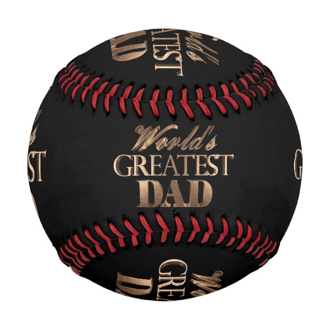 World's Greatest Dad Elegant Black Gold Typography Baseball (Front)