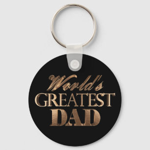 World's Greatest Dad Elegant Black Gold Typography Key Ring