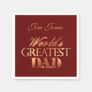World's Greatest Dad Elegant Red Metallic Look Napkin
