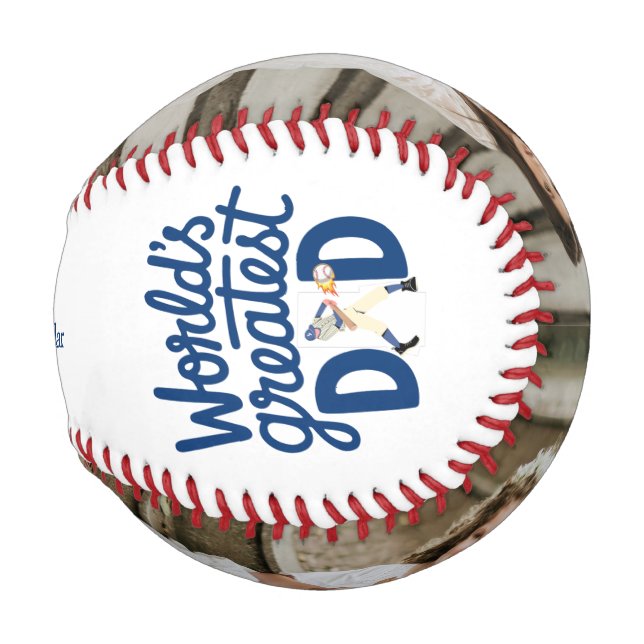 World's Greatest Dad Fathers Day Photo Collage Baseball (Front Right)