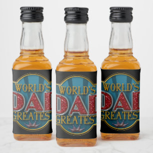 World's Greatest Dad Faux Glitter Liquor Bottle Label