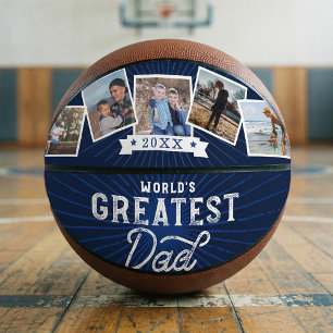 World's Greatest Dad Five Photo Collage Navy Basketball