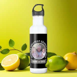 World's Greatest Dad Grandpa Custom Photo Template 710 Ml Water Bottle