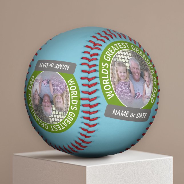 World's Greatest Dad Grandpa Custom Photo Template Baseball (Custom Photo Baseball)