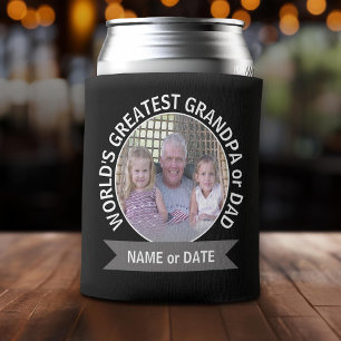 World's Greatest Dad Grandpa Custom Photo Template Can Cooler