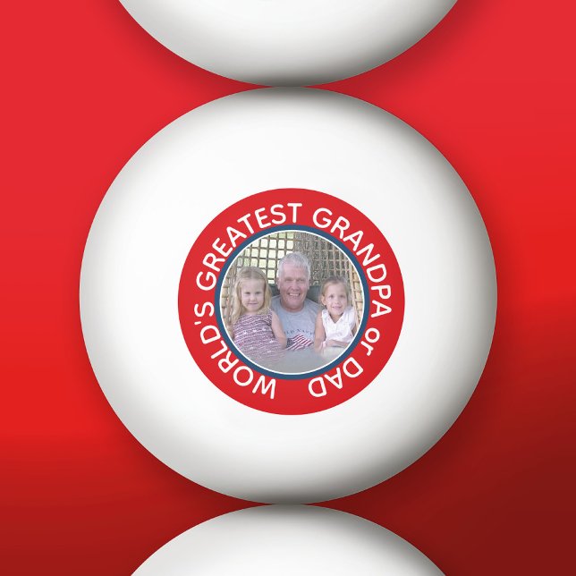 World's Greatest Dad Grandpa Photo red white blue Ping Pong Ball (Custom Ping Pong Balls)
