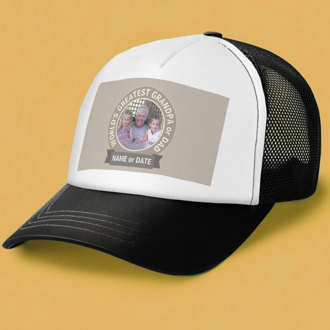 World's Greatest Dad Grandpa Photo Template green Trucker Hat (Custom World's Greatest Grandpa Trucker Hat)