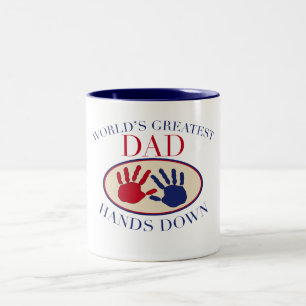 World's Greatest Dad Hands Down Two-Tone Coffee Mug