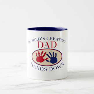World's Greatest Dad Hands Down Two-Tone Coffee Mug