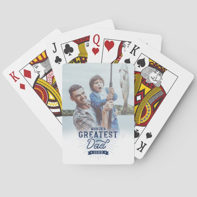 World's Greatest Dad Keepsake Photo Father's Day Playing Cards (Back)