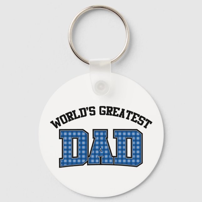 Worlds Greatest Dad Keychain Plaid (Front)