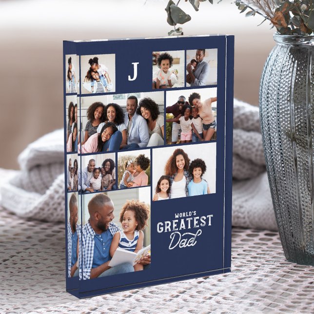 Worlds Greatest Dad Monogram Photo Grid Collage (Creator Uploaded)