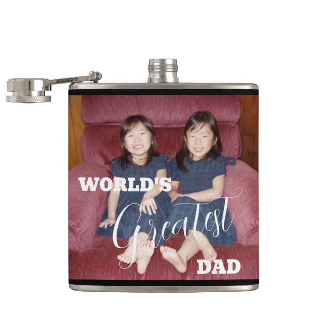 World's Greatest Dad Photo  Flask (Opened)