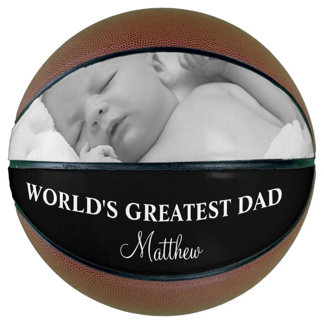 World's Greatest Dad Photo Picture Modern Custom Basketball (Front)