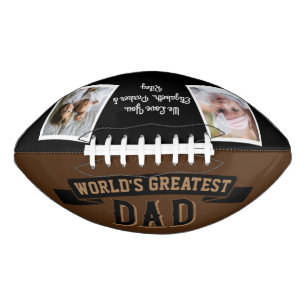 World's Greatest Dad Retro Brown 2 Photo Collage American Football