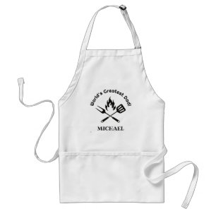 worlds greatest dad, stylish personalised chef standard apron