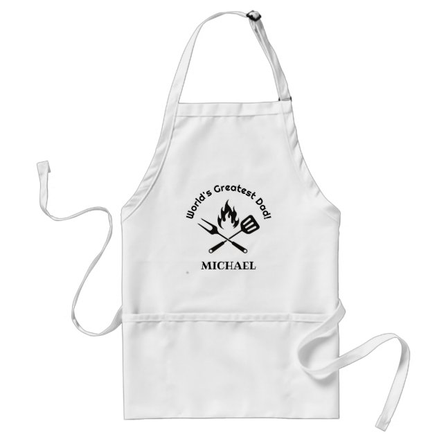 worlds greatest dad, stylish personalised chef standard apron (Front)