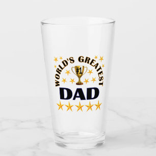 World's Greatest Dad Trophy Stars Beer Pint Glass