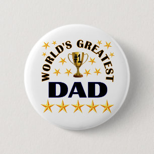 World's Greatest Dad Trophy Stars Cute 6 Cm Round Badge