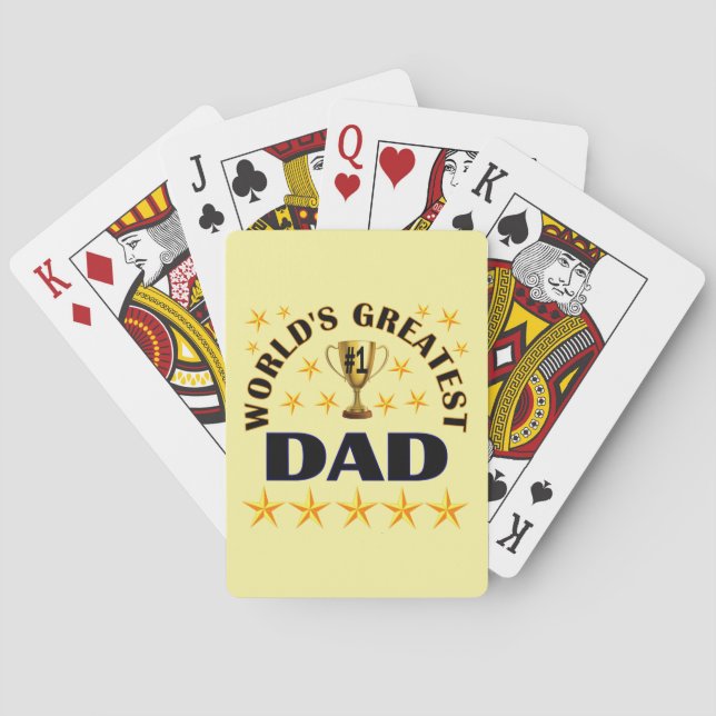 World's Greatest Dad Trophy Stars Cute Playing Cards (Back)