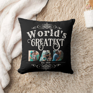 World's Greatest DAD with 3 Photo letter cutouts Cushion