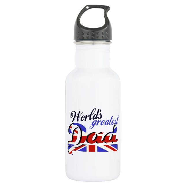World's Greatest Dad with English flag 532 Ml Water Bottle (Front)