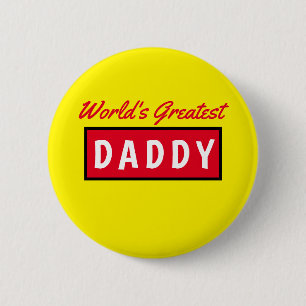 Worlds Greatest Daddy Text Yellow Fathers Day 6 Cm Round Badge