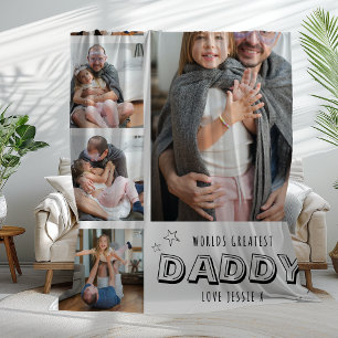 Worlds Greatest Daddy Trendy Photo Strip Fleece Blanket