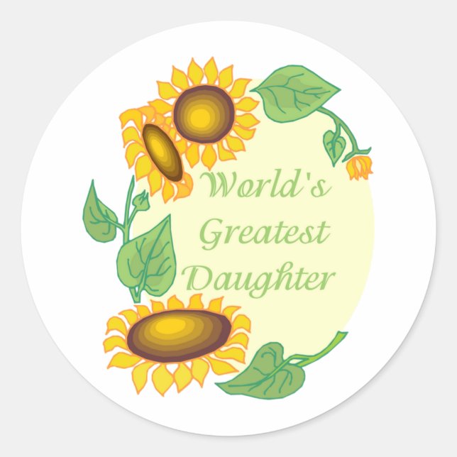 World's Greatest Daugher Country Sunflower Classic Round Sticker (Front)
