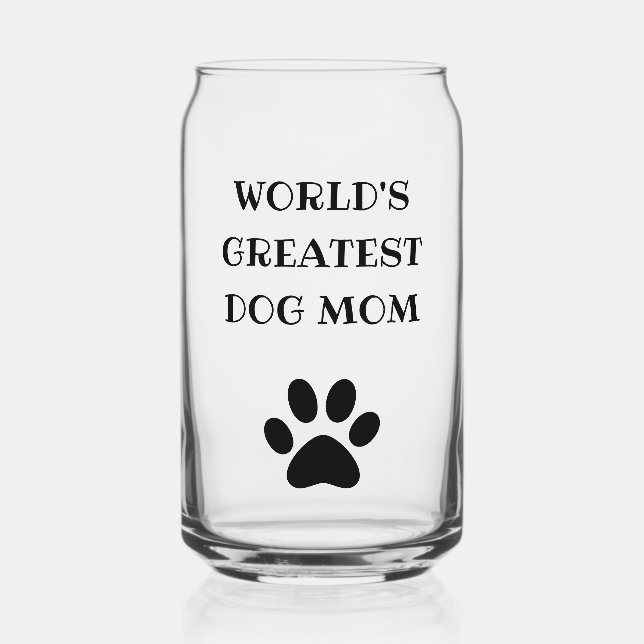 World's Greatest Dog Mum Custom Text Personalised Can Glass (Front)