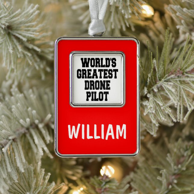 Worlds Greatest Drone Pilot Silver Plated Framed Ornament (Tree)