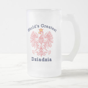 World's Greatest Dziadzia Eagle Frosted Glass Beer Mug