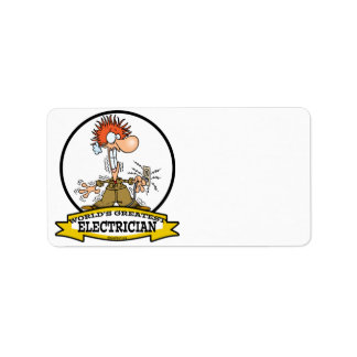 WORLDS GREATEST ELECTRICIAN MEN CARTOON LABEL