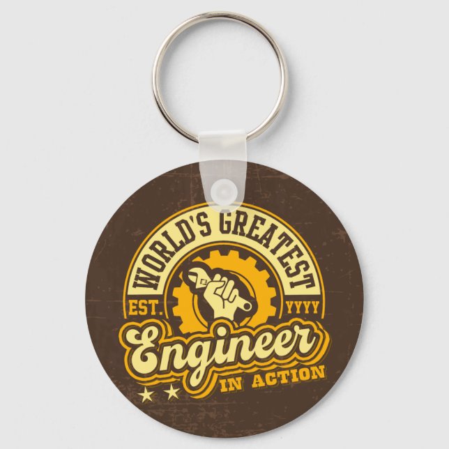 World's Greatest Engineer (EST. YEAR Customisable) Key Ring (Front)