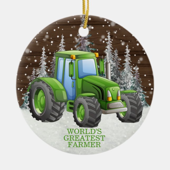 World's Greatest Farmer Tractor Christmas      Ceramic Tree Decoration (Front)