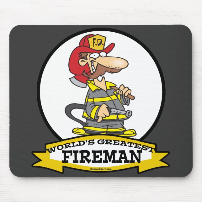 WORLDS GREATEST FIREMAN II MEN  CARTOON MOUSE MAT (Front)