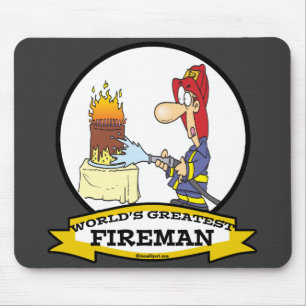 WORLDS GREATEST FIREMAN MEN CARTOON MOUSE MAT