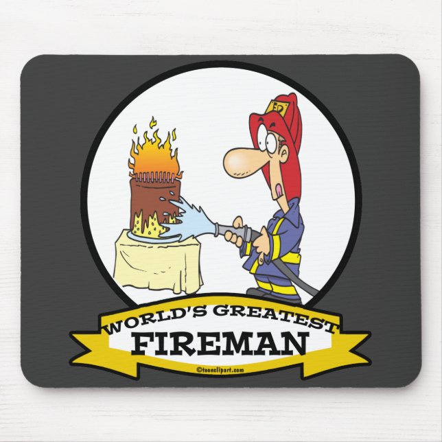 WORLDS GREATEST FIREMAN MEN CARTOON MOUSE MAT (Front)