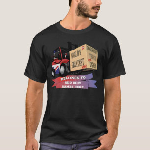 World's Greatest Forklift Personalised Kids Names T-Shirt