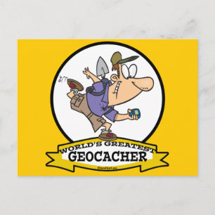 WORLDS GREATEST GEOCACHER MEN CARTOON POSTCARD