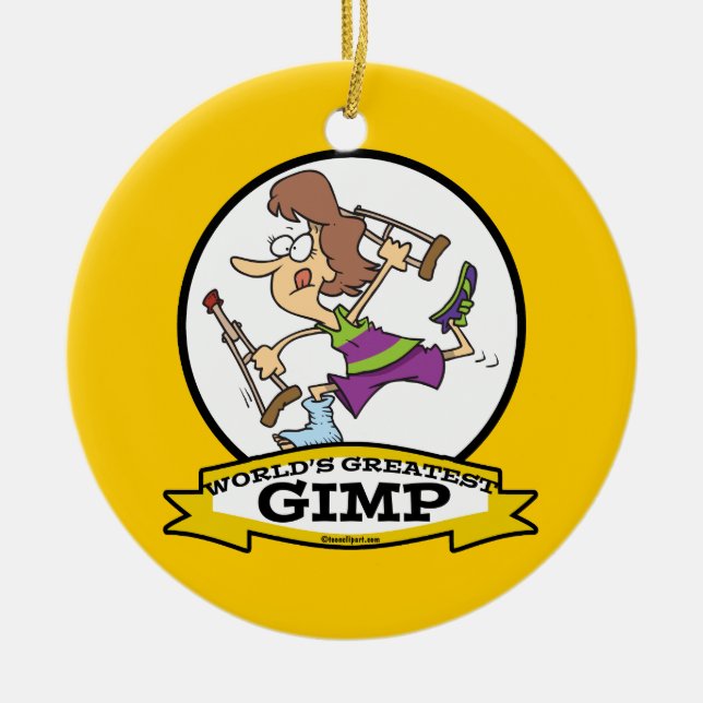WORLDS GREATEST GIMP WOMEN CARTOON CERAMIC TREE DECORATION (Front)
